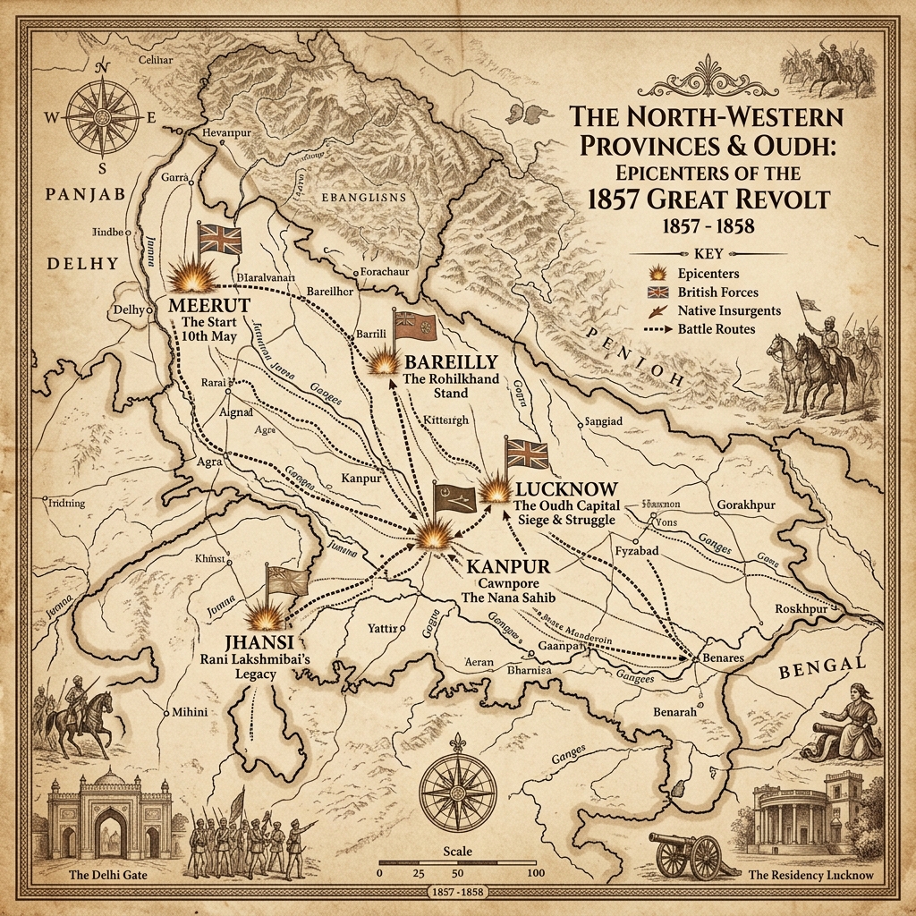 1857 विद्रोह के प्रमुख केंद्र