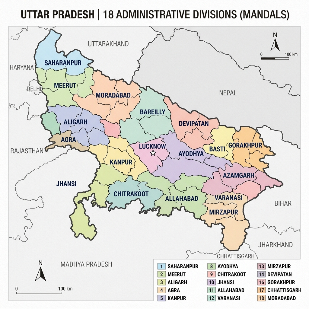 उत्तर प्रदेश के 18 मंडल