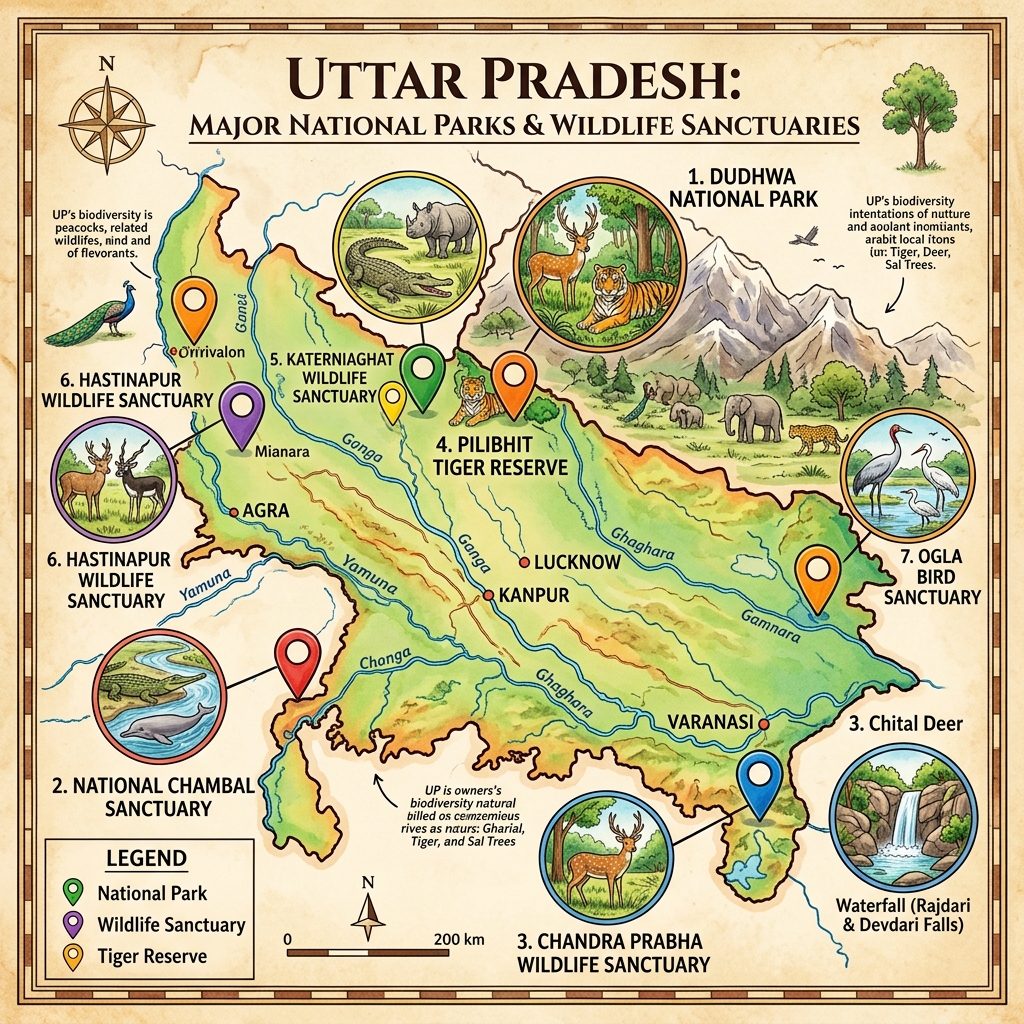 उत्तर प्रदेश वन और वन्यजीव मैप